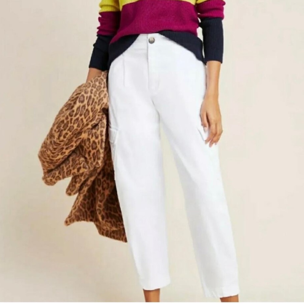Anthropologie AMADI White Pantalon Cargo Pants – Size Small NEW NWT